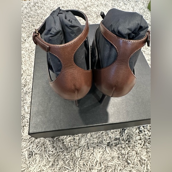 Saint Laurent CASSANDRA SANDALS BROWN SMOOTH LEATHER Sz 35.5 - Picture 3 of 9